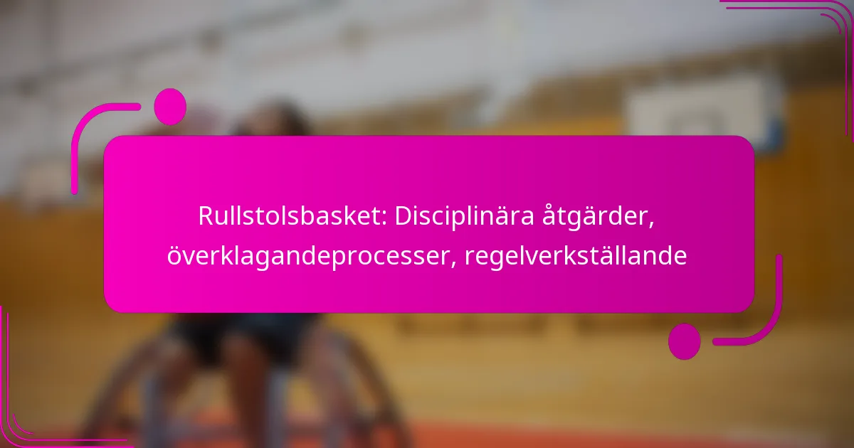 Rullstolsbasket: Disciplinära åtgärder, överklagandeprocesser, regelverkställande