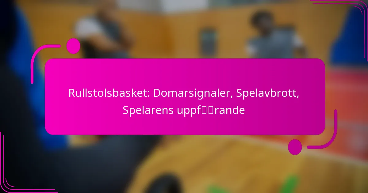 Rullstolsbasket: Domarsignaler, Spelavbrott, Spelarens uppförande