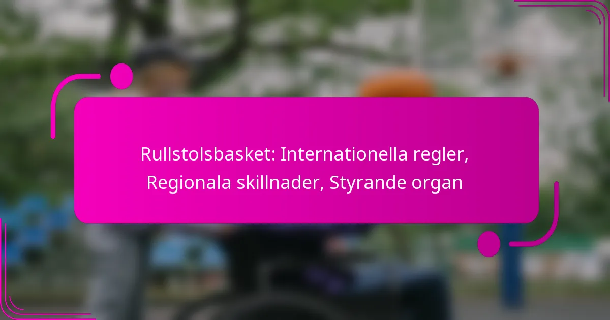 Rullstolsbasket: Internationella regler, Regionala skillnader, Styrande organ