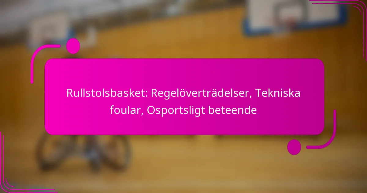 Rullstolsbasket: Regelöverträdelser, Tekniska foular, Osportsligt beteende