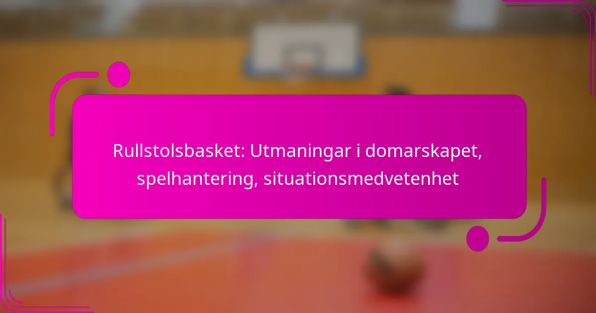 Rullstolsbasket: Utmaningar i domarskapet, spelhantering, situationsmedvetenhet