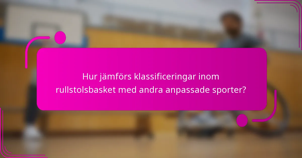 Hur jämförs klassificeringar inom rullstolsbasket med andra anpassade sporter?