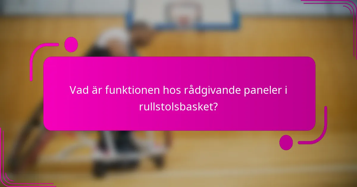 Vad är funktionen hos rådgivande paneler i rullstolsbasket?