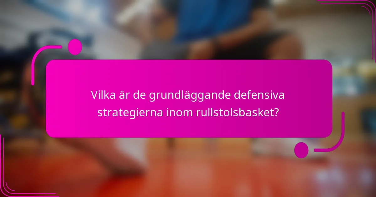 Vilka är de grundläggande defensiva strategierna inom rullstolsbasket?