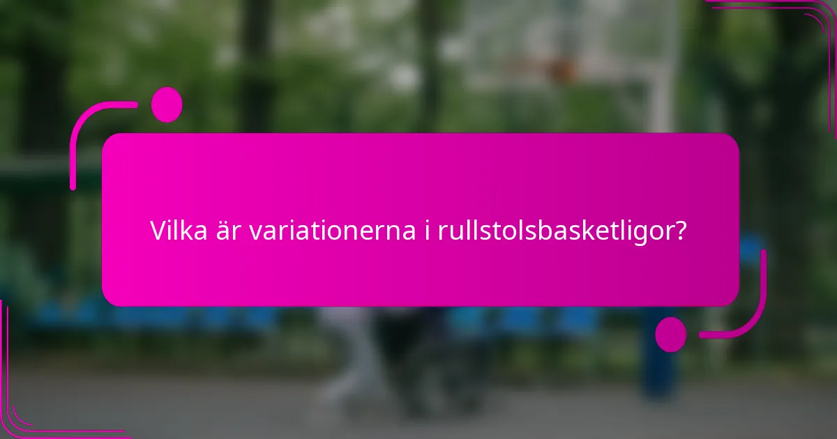 Vilka är variationerna i rullstolsbasketligor?