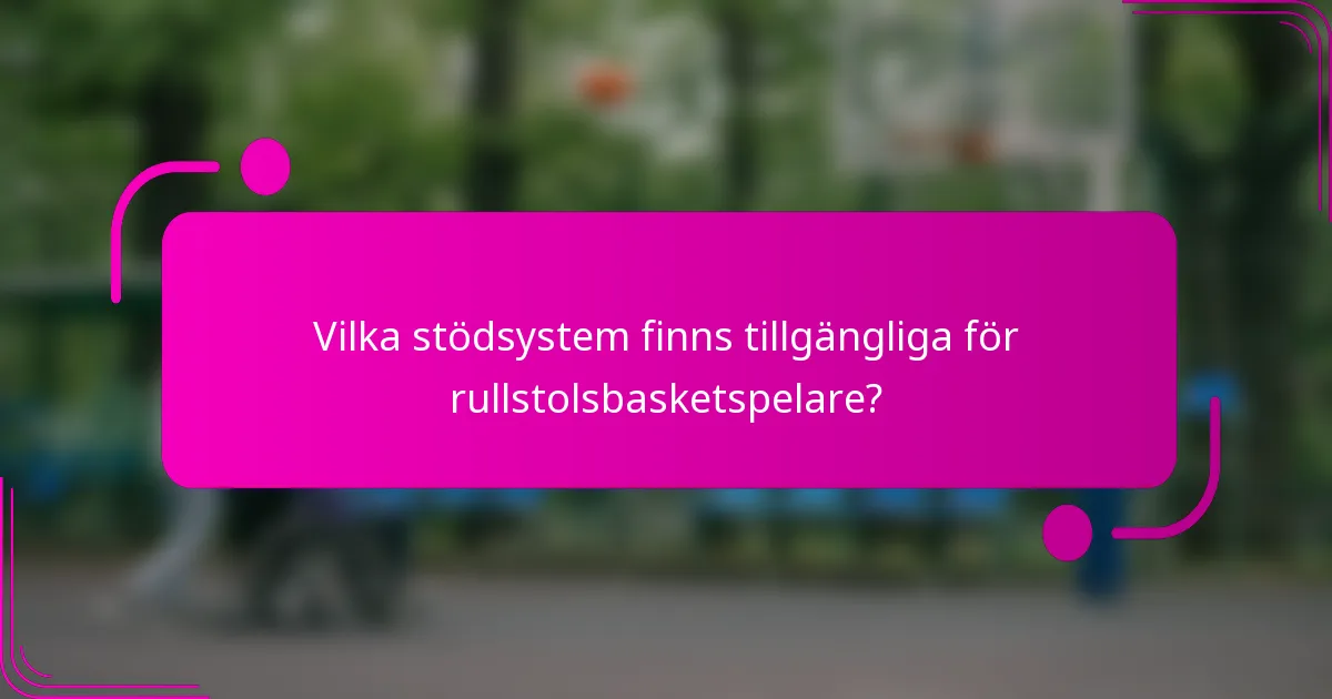 Vilka stödsystem finns tillgängliga för rullstolsbasketspelare?